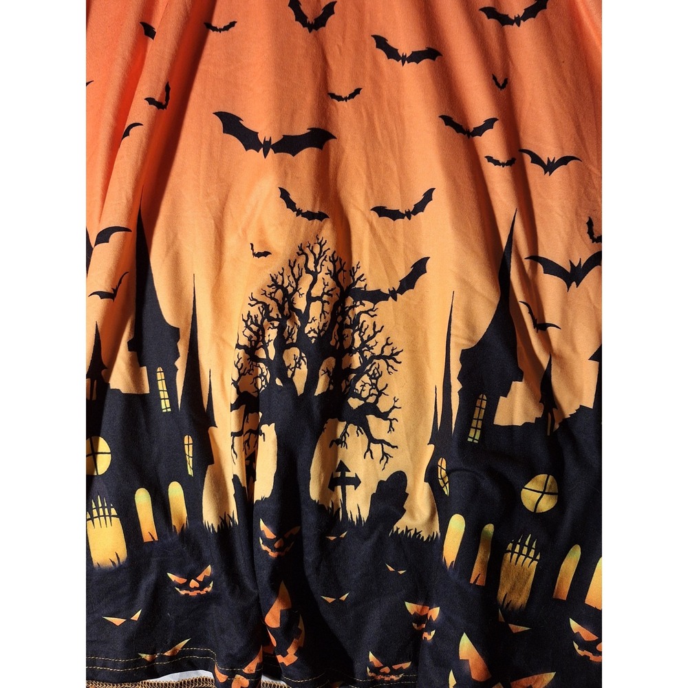 For G and PL Womens 2XL Halloween Dress Bats Haunted House A Line Orange Party - Picture 8 of 8